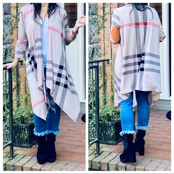 ✨LAST ONE✨Designer Plaid chic open draped cardigan - Picture 6 of 12